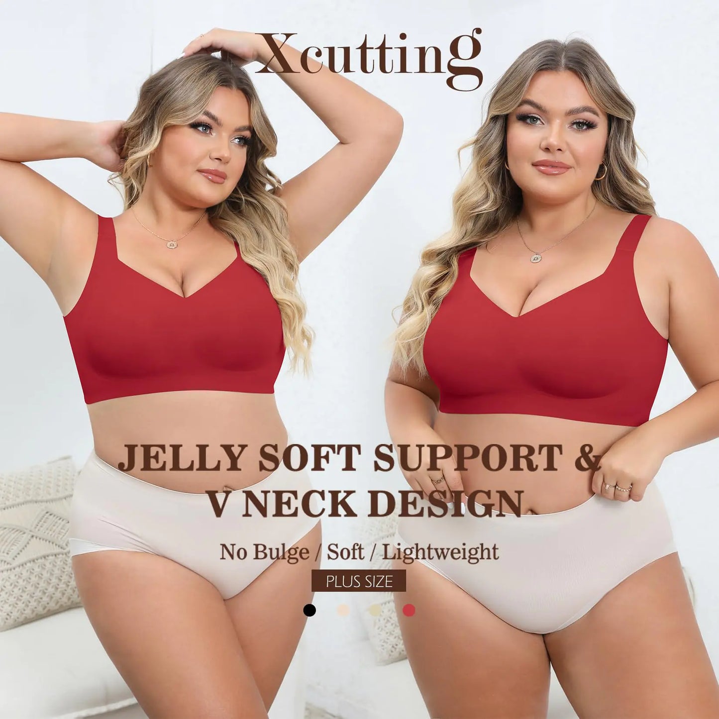 Women Wirefree Bras for Women Full Coverage No Underwire Everyday Bras Comfortable Wireless Padded Bras 5X-Large Red