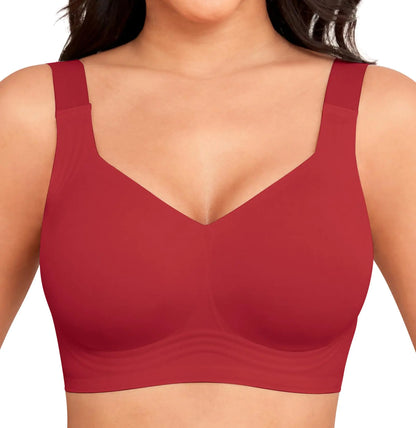 Women Wirefree Bras for Women Full Coverage No Underwire Everyday Bras Comfortable Wireless Padded Bras 5X-Large Red