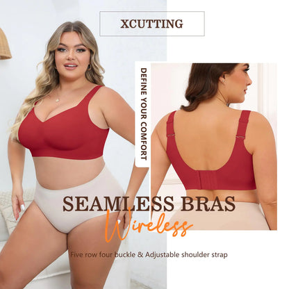 Women Wirefree Bras for Women Full Coverage No Underwire Everyday Bras Comfortable Wireless Padded Bras 5X-Large Red
